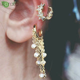 925 sterling silver hoop earrings with sparkling zircon crystal tassels by HSF Marketplace