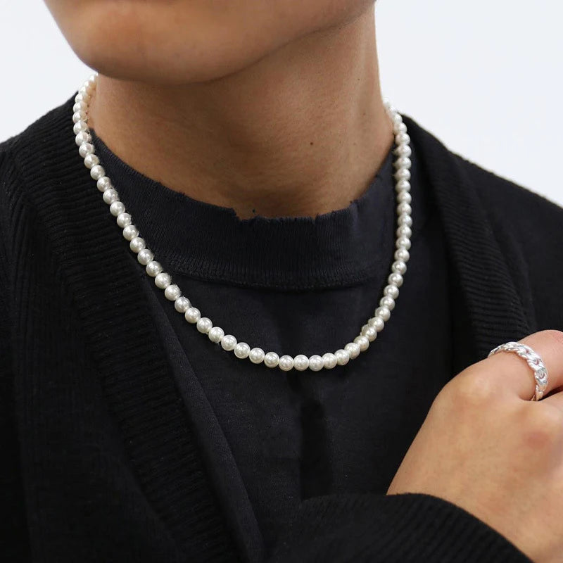 Elegant white pearl choker necklace by HSF Marketplace for women and men