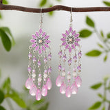 Bohemian water drop tassel earrings for women, vintage dangle jewelry by HSF Marketplace