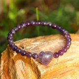 Natural Heart Crystal Bracelet Tiger Eye Amethyst Rose Quartz Healing Beaded Bracelets Women Chakra Meditation Jewelry Gift