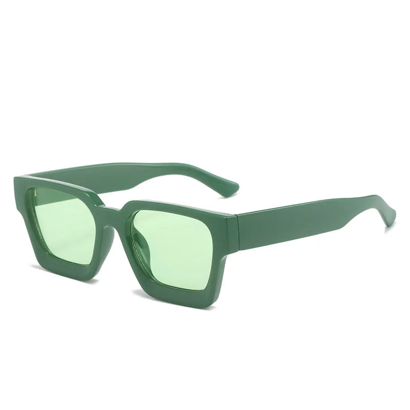 Luxury green square sunglasses for women and men by HSF Marketplace, featuring retro design and UV400 protection.