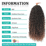 Ombre Goddess Faux Locs crochet hair by HSF Marketplace, 18-inch synthetic crochet braiding hair with curly ends and river locs style.
