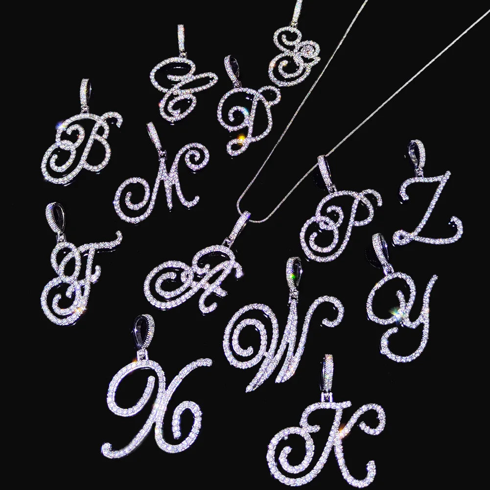Personalized cursive initial pendant necklace for women, delicate jewelry design by HSF Marketplace