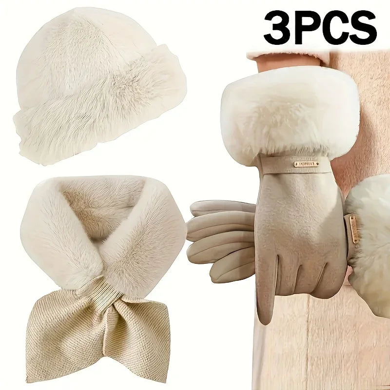 Women's winter 3-piece set with warm hat, scarf, and gloves by HSF Marketplace