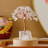 Glowing Crystal Money Tree with LED Base for Wealth Luck, Natural Stone Feng Shui Desktop Ornament, Gift for Birthday
