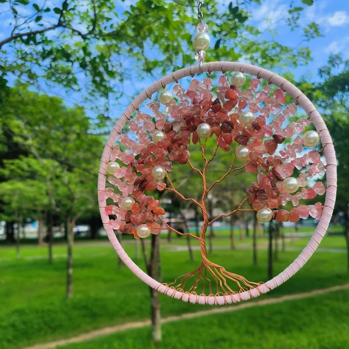 1 Pc Tree of Life Crystal Wall Pendant Natural Stones Amethyst Lapis lazuli Citrine Rose Quartz