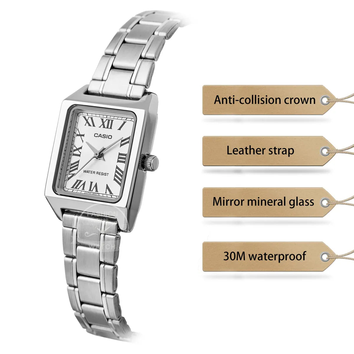 Casio Watch for Women Top Brand Luxury Set 30m Waterproof Quartz Ladies Watch Tonneau Shape Stainless Steel Reloj Mujer LTP-V007