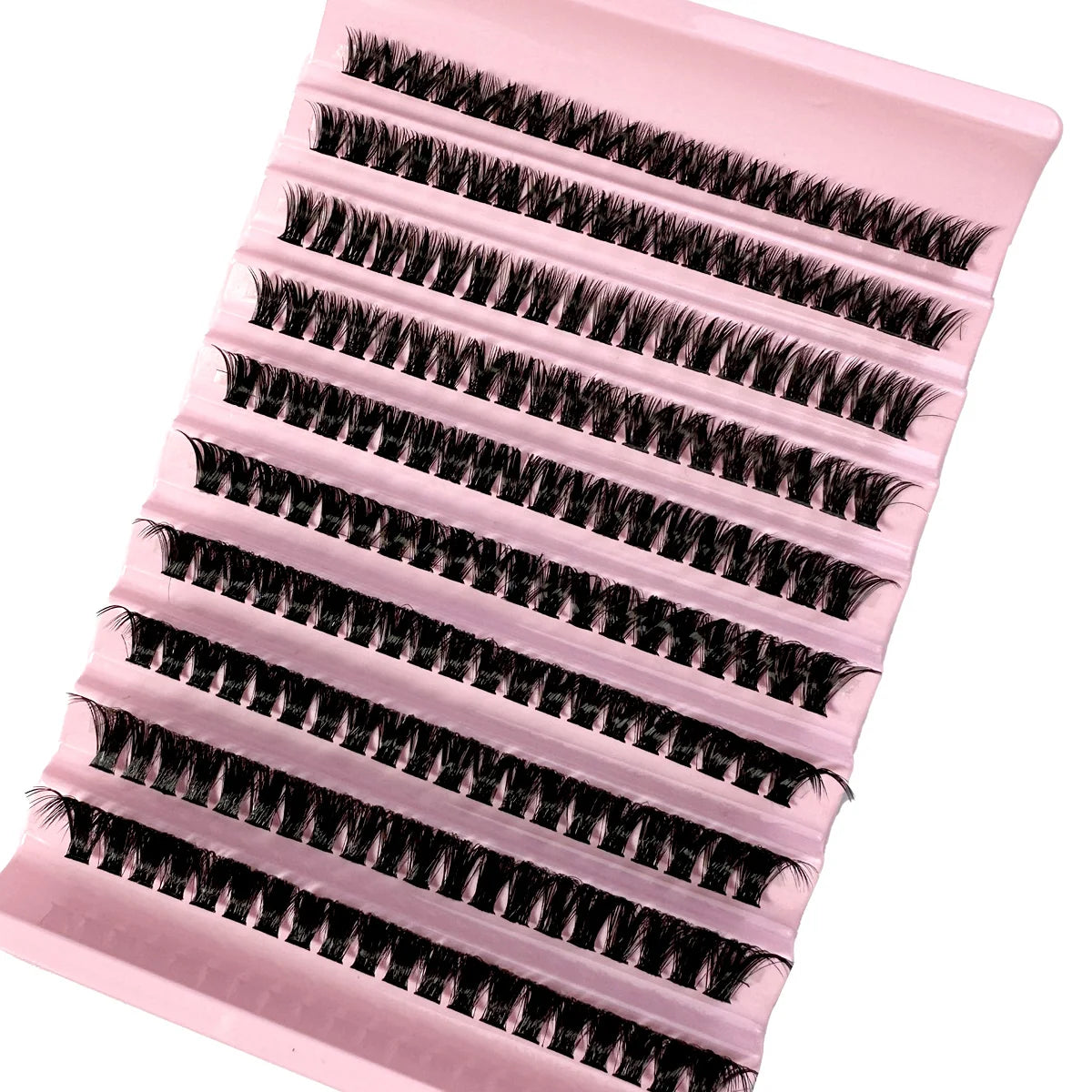 Close-up of HSF Marketplace Faux Mink 540Cluster C Curl 3D Russian strip eyelashes, showing natural, curled, mixed-length lashes for makeup.
