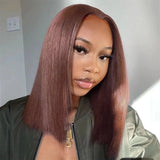 Burgundy 99J short straight human hair wig with 13x4 frontal lace, HSF Marketplace front wig