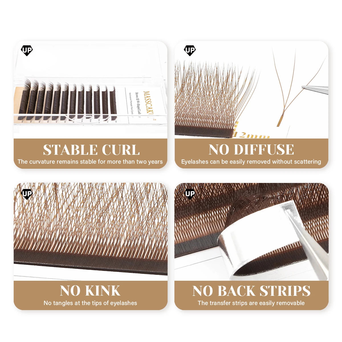 HAIRSOFLY SHOP 3D 4D 5D brown false eyelash extensions with soft, voluminous layered lashes