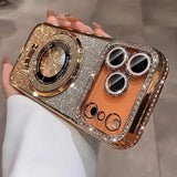Glitter magnetic phone case for iPhone 14 Pro Max with raised lens protection 񟿿