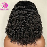12A water wave bob wig by HSF Marketplace featuring 100% human hair, 5x5 transparent lace frontal, and curly short style.