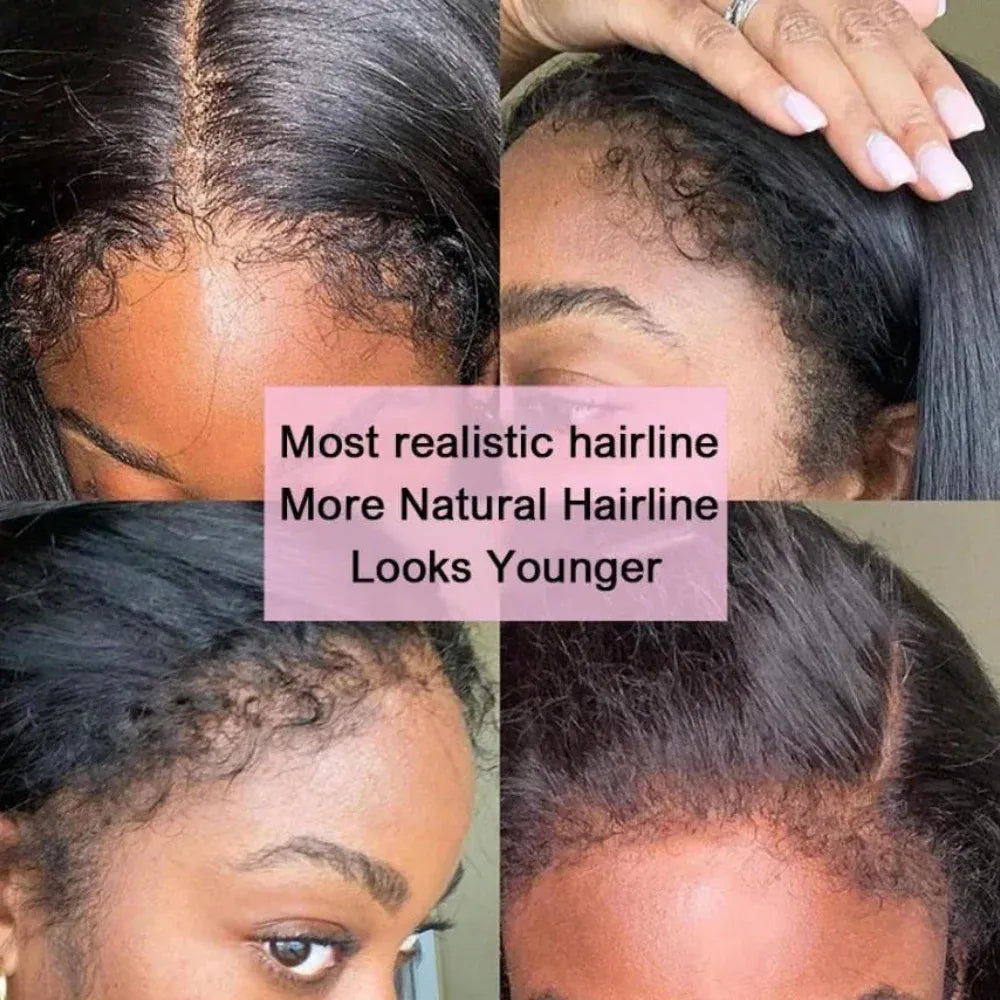 250% Density 13x4 5x5 HD Lace Frontal Wig Yaki Straight Curly Edges Glueless Wig Pre Plucked Baby Hair For Black Women