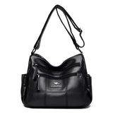 Genuine soft PU leather handbag for women, vintage shoulder tote bag with large capacity, luxury designer style, HSF Marketplace.