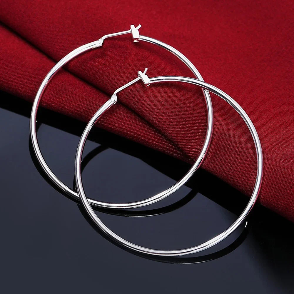 925 sterling silver hoop earrings for women, trendy elegant jewelry pair