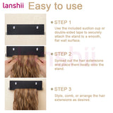 Lanshii Hair Extension Stand, Stainless Steel Holder for Wigs & Extensions, Salon Storage & Styling Organizer