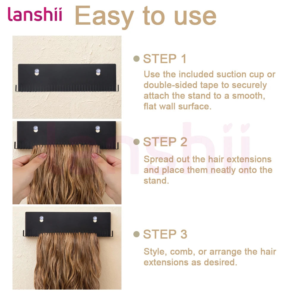 Lanshii Hair Extension Stand, Stainless Steel Holder for Wigs & Extensions, Salon Storage & Styling Organizer