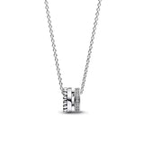 Elegant S925 silver heart pendant necklace with zircon circle charm, perfect for women's jewelry and DIY charm beads.