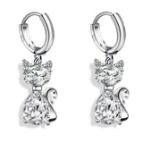 Cute cat hoop earrings with sparkling zircon accents for women, HSF Marketplace jewelry