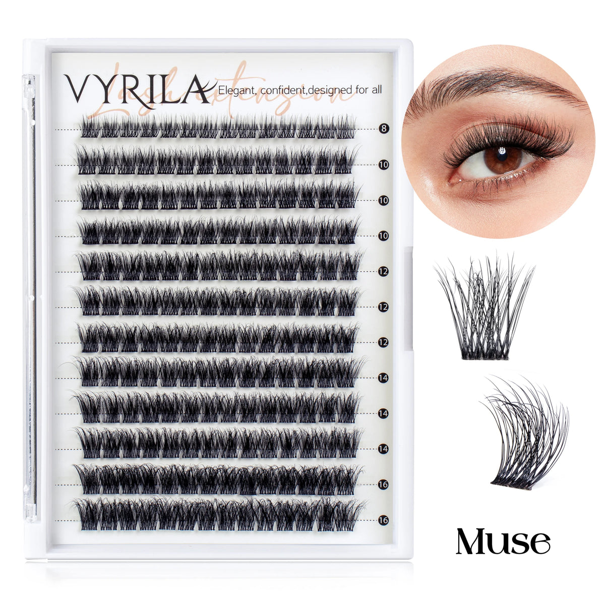 C curl mix lash clusters for natural 3D wispy false eyelash extensions by HSF Marketplace