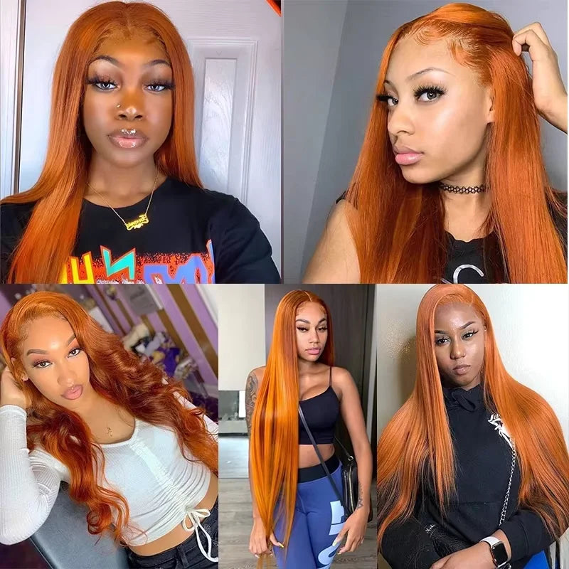 5x5 Closure With Human Hair Bundles Ali Coco Orange Ginger Bundles With Closure Brazilian Human Hair Bundles With Closure Remy