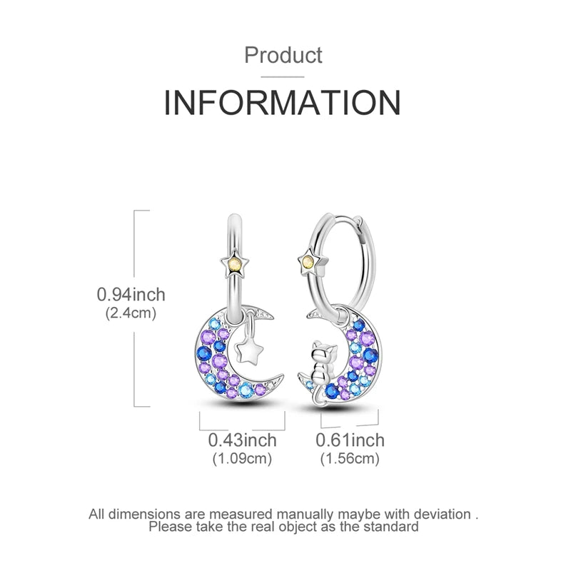 925 sterling silver hoop earrings with night sky gemstones by HSF Marketplace