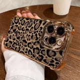 Golden leopard print shockproof case for iPhone 11 to 18 Pro Max, HSF Marketplace phone case