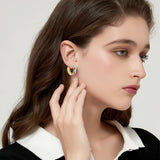 Flower cloisonné hoop earrings for women in bohemian style, featuring colorful floral enamel detailing