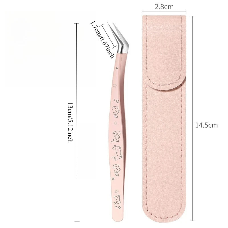 High precision stainless steel eyelash tweezer with leather case by HSF Marketplace