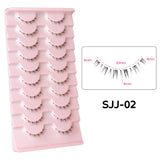 10 pairs of HSF Marketplace false bottom eyelashes with clear bands, wispy flame design for Korean makeup and cosplay looks.
