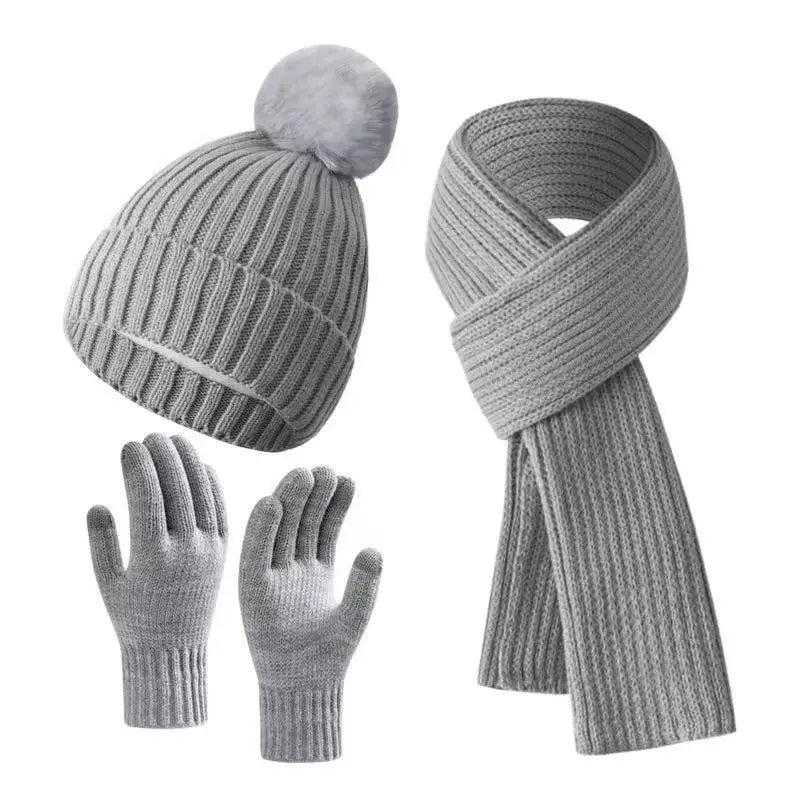 Warm knitted plush winter hats and scarf set by HSF Marketplace