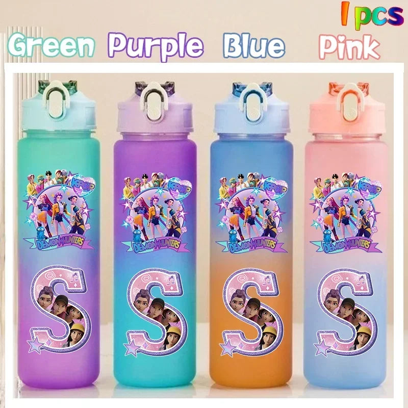 Kpop Demon Hunters gradient color water cup with straw, 750ml, HSF Marketplace K-culture merch