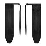14 Inch Human Hair Ponytail Long Wrap Around Ponytail Natural Black Real Hair Ponytail Extension for Women Natural Black