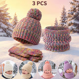 Kids' solid color fleece hat, scarf and gloves set for winter by HSF Marketplace