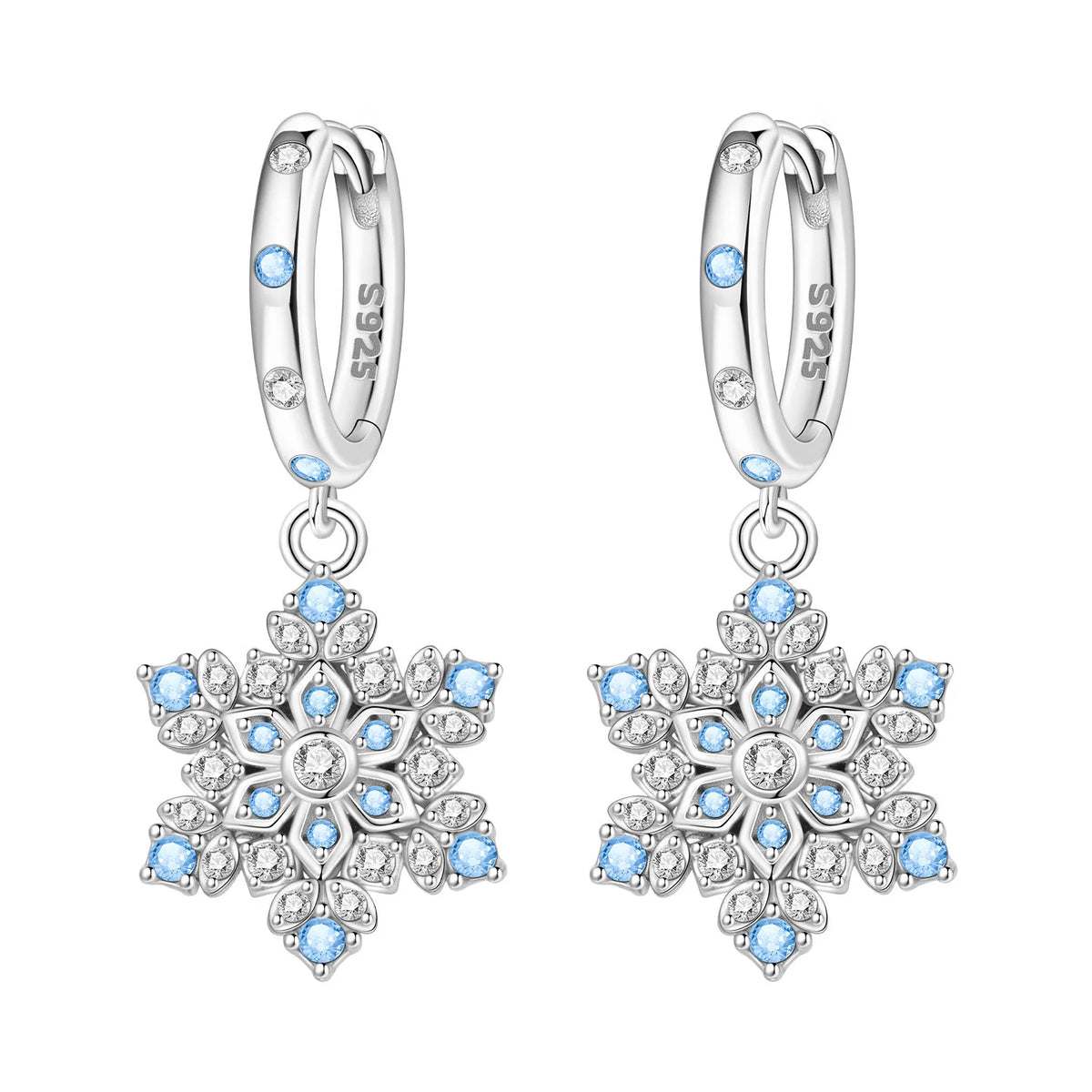 925 sterling silver Christmas dangle earrings for women, festive holiday jewelry by HSF Marketplace