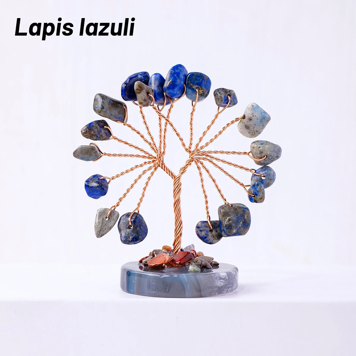 12pcs/box Natural Gemstone Crystal Chakela Lucky Tree With Agate Base Home Office Desk Living Room Crystal Decor Mini Sized Home