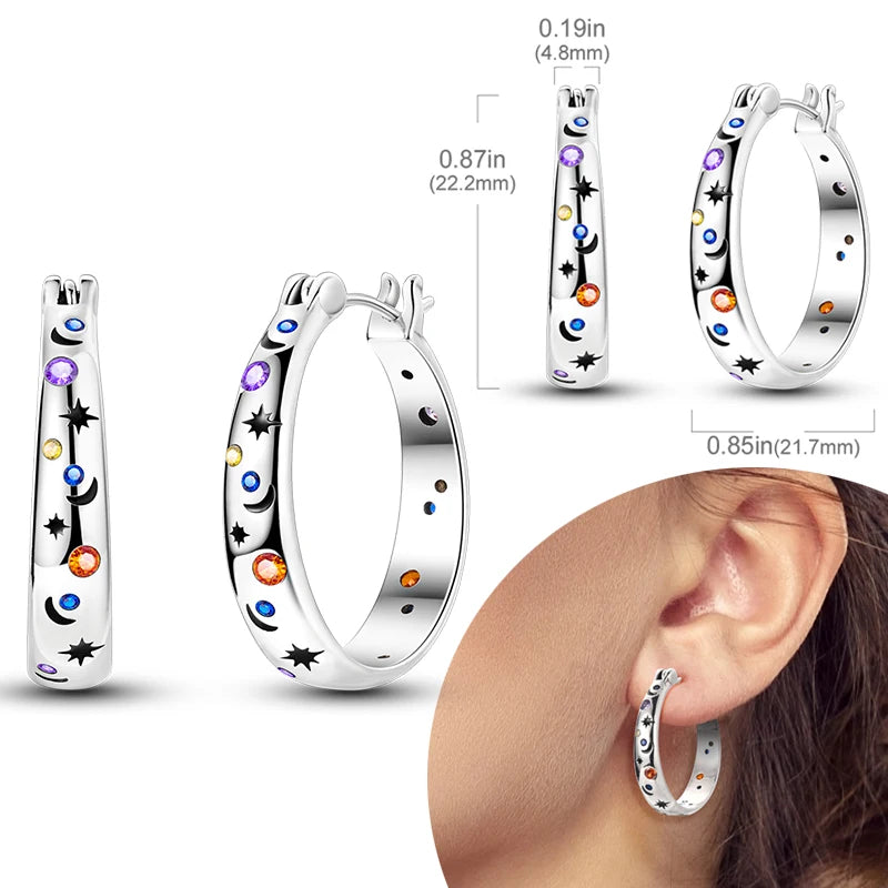 925 sterling silver hoop earrings with zirconia, hypoallergenic jewelry for women and girls