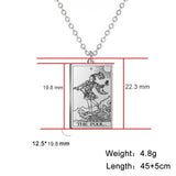 Stainless steel Dawapara Tarot Cards necklace with Major Arcana charms for women, featuring a divination amulet jewelry design.