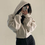 Women’s hooded zip-up sweatshirt in casual autumn-winter style, K-Culture merch by HSF Marketplace