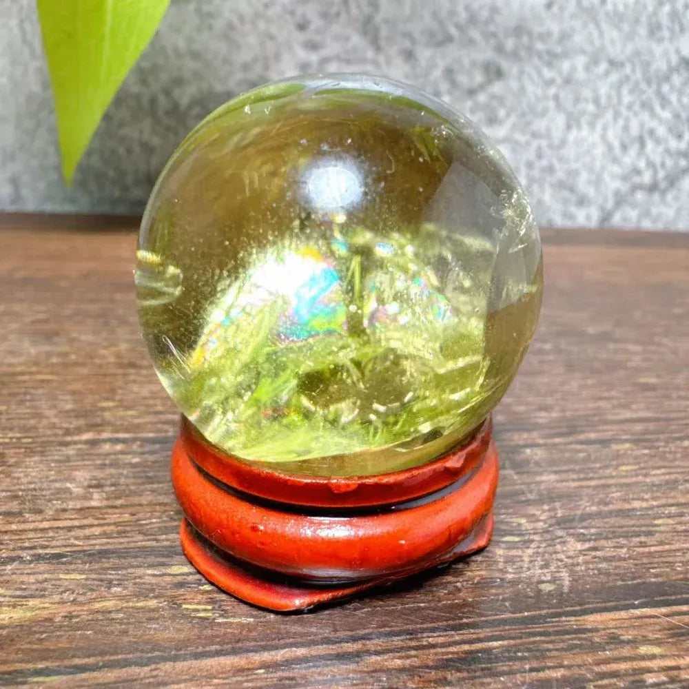 High Quality Natural Crystals Smokey Citrine Quartz Rainbow Sphere Cute Size Carckle Ball  Giftgift