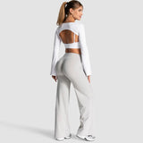 HSF Marketplace women's scrunch straight-leg pants with butt-lifting sculpting fit and wide-leg design