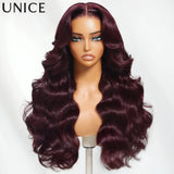 Black cherry loose wave human hair wig with bangs by HSF Marketplace