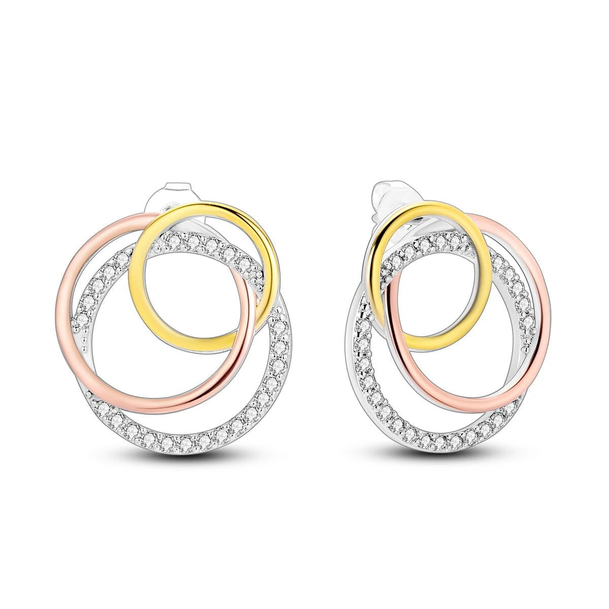 Orstarry S925 sterling silver 18k gold classic knot stud earrings for women, close-up jewelry image