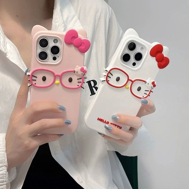 KT Cat silicone soft cover case for iPhone models, featuring a cute cat design