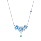 925 sterling silver blue daisy flower pendant necklace for women by HSF Marketplace