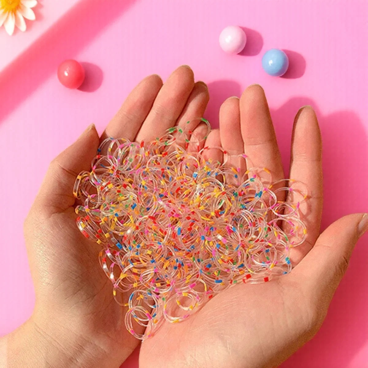 1000Pcs/Pack Disposable Rubber Hair Ties for Girls No Hurt Soft Baby Headband Colorful Elastic Hair Bands for Kids