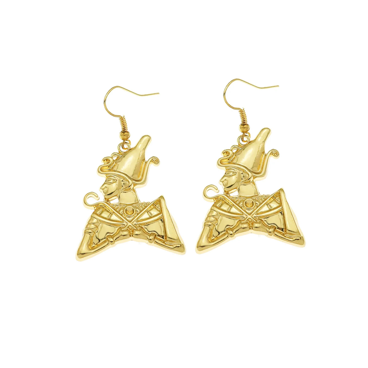 Vintage gold Egyptian queen hoop earrings by HSF Marketplace for women