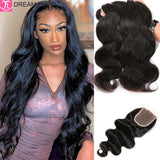 Red body wave Brazilian human hair bundles with closure, 10A grade from HSF Marketplace