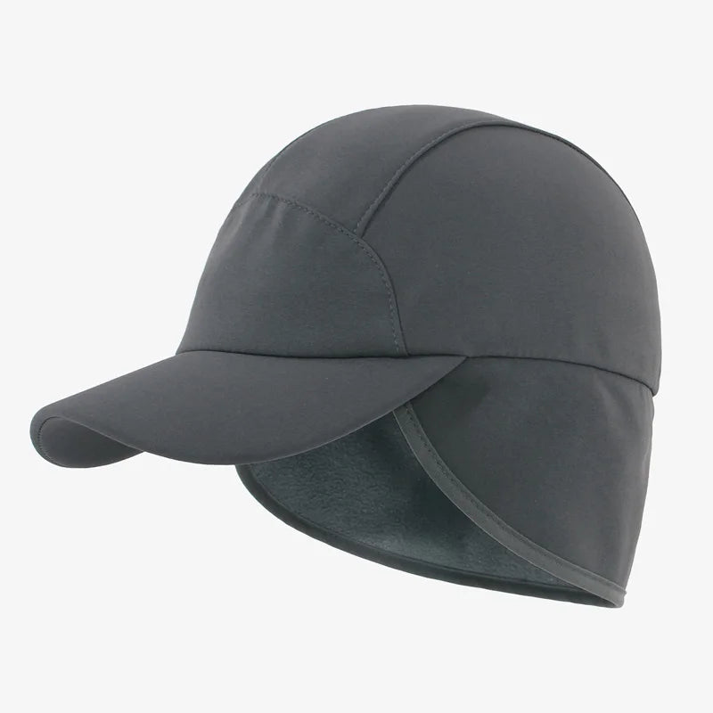 Women's winter baseball cap with ear flaps, ponytail opening, adjustable fit, and fleece lining for outdoor sports