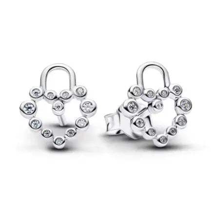 925 sterling silver sparkling herbarium cluster heart halo stud earrings for women